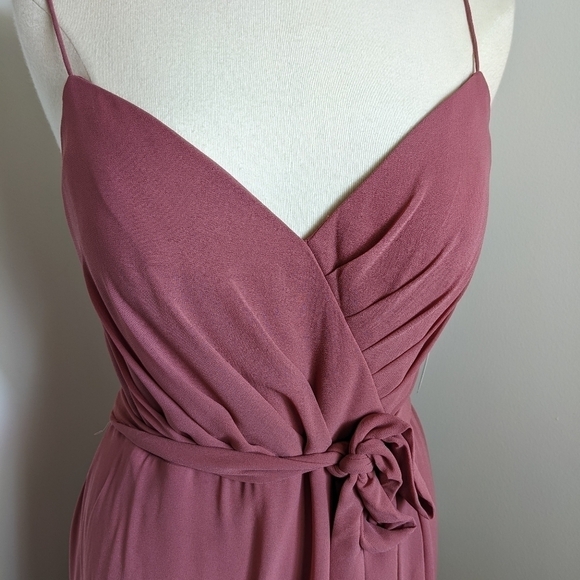 BILL Levkoff Rose wood Chiffon Dress with Spaghetti straps 10 - Picture 7 of 16